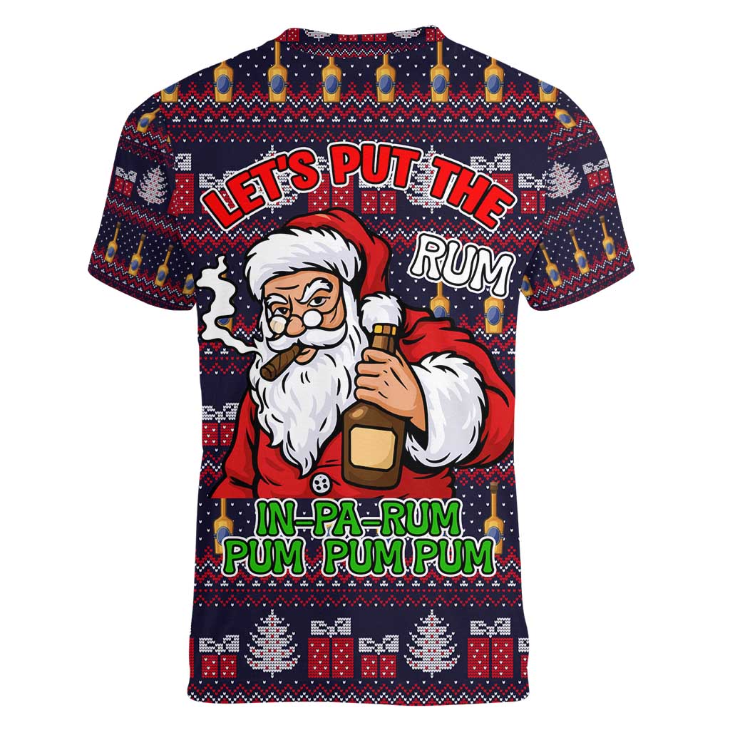 Lets Put The Rum Pum Pum Pum Christmas Women V-Neck T-Shirt Xmas Holiday Patterns - Wonder Print Shop