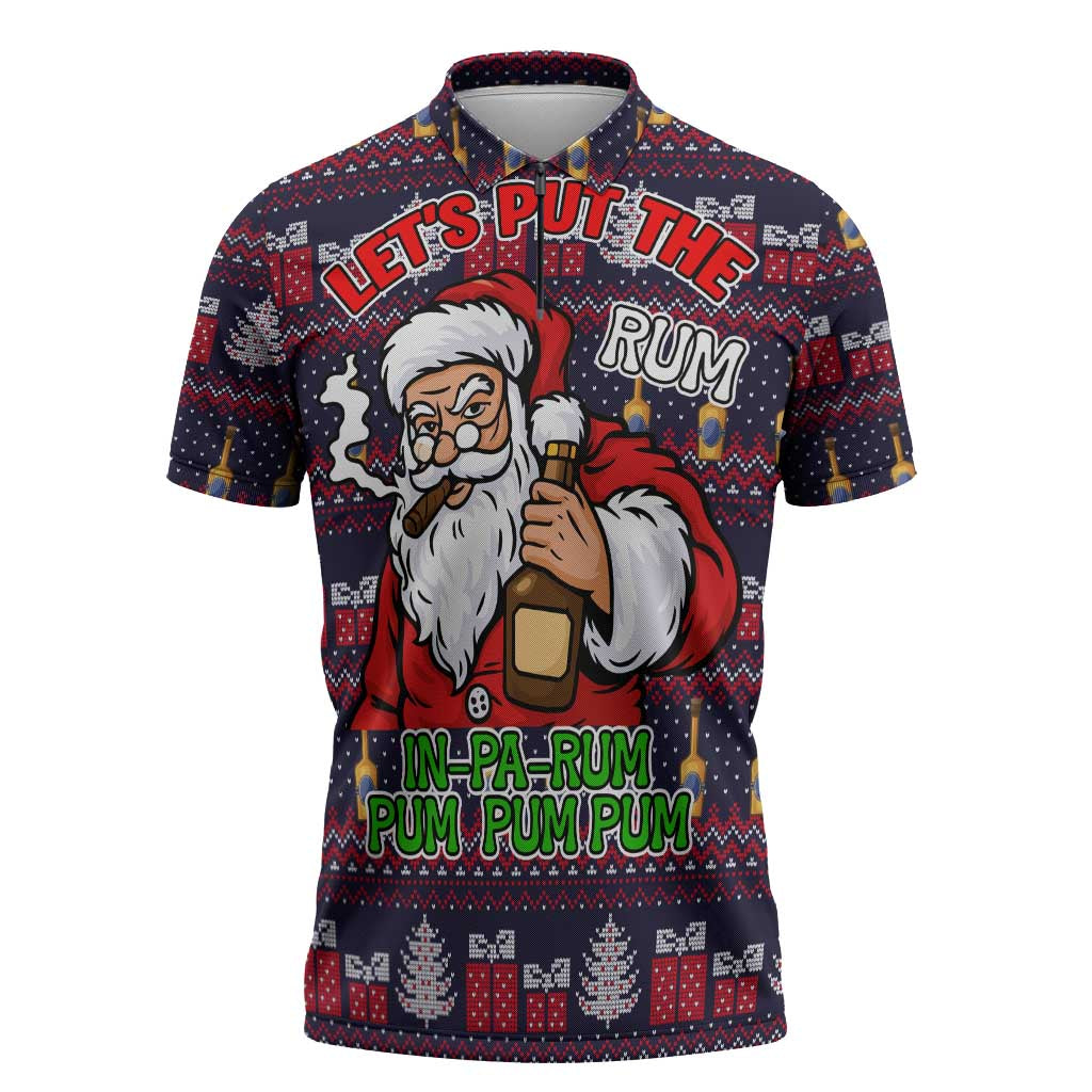 Lets Put The Rum Pum Pum Pum Christmas Zipper Polo Shirt Xmas Holiday Patterns - Wonder Print Shop