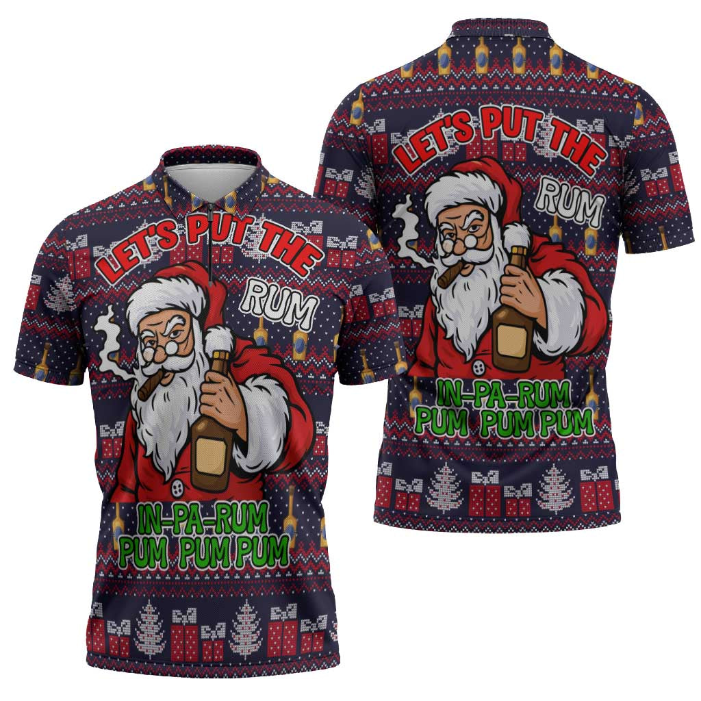 Lets Put The Rum Pum Pum Pum Christmas Zipper Polo Shirt Xmas Holiday Patterns - Wonder Print Shop