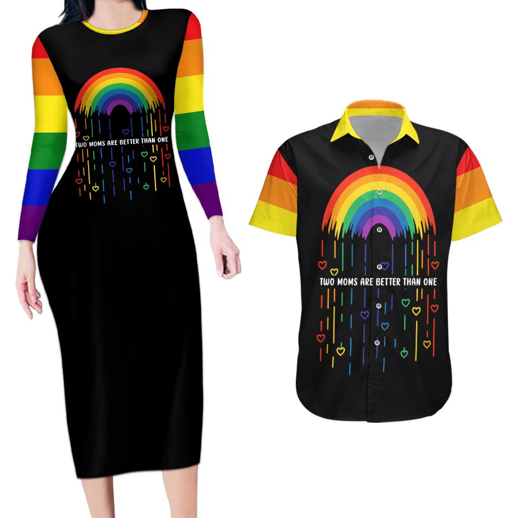 LGBT Dont Be Afraid Christmas Couples Matching Long Sleeve Bodycon Dress and Hawaiian Shirt Xmas Holiday Patterns - Wonder Print Shop