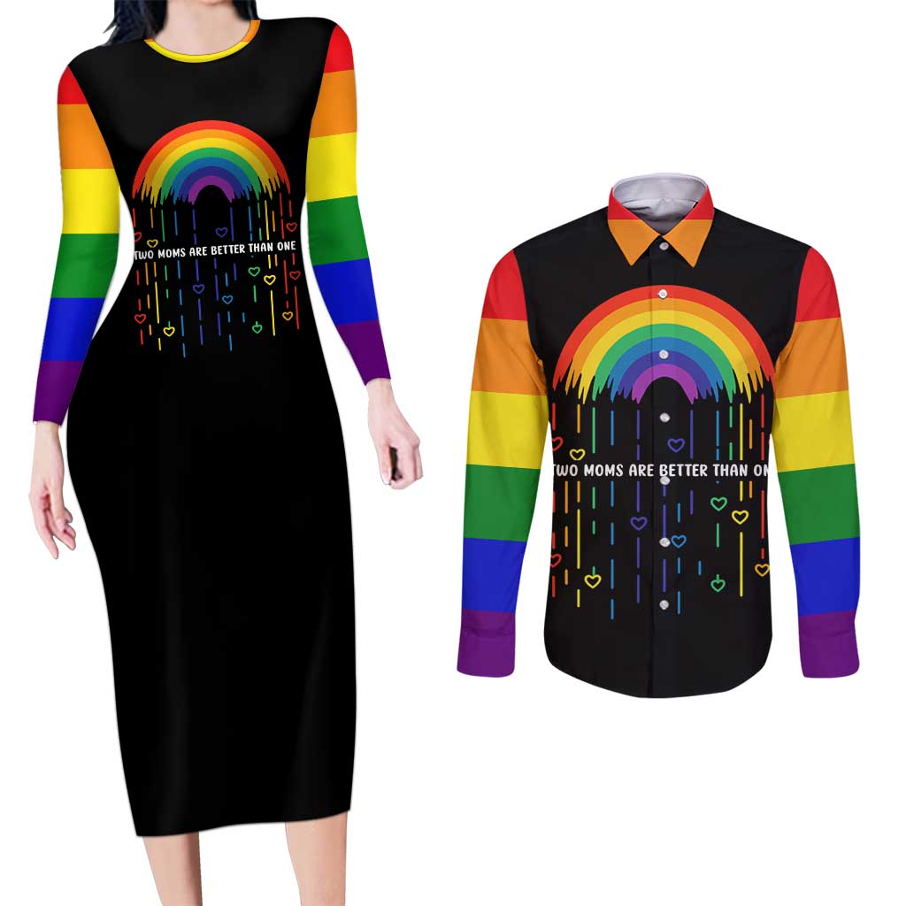 LGBT Dont Be Afraid Christmas Couples Matching Long Sleeve Bodycon Dress and Long Sleeve Button Shirt Xmas Holiday Patterns - Wonder Print Shop