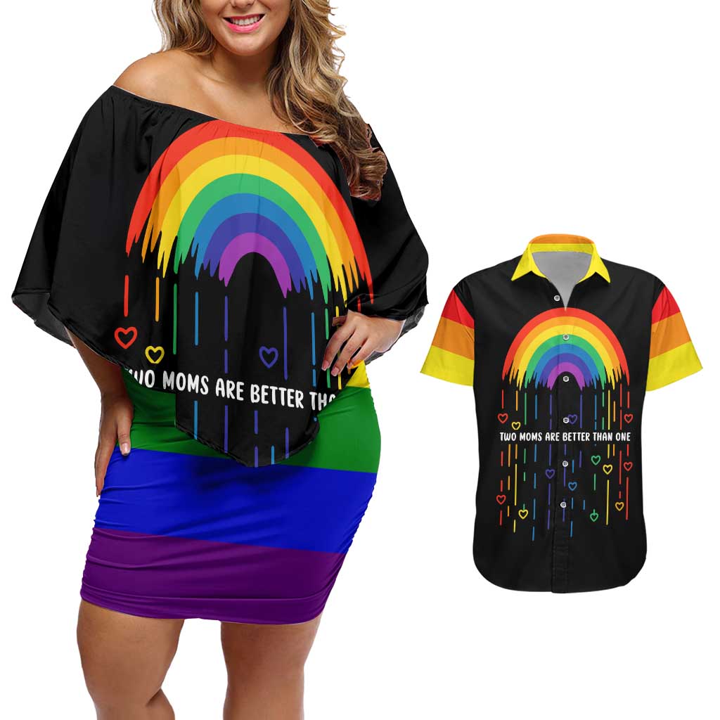 LGBT Dont Be Afraid Christmas Couples Matching Off Shoulder Short Dress and Hawaiian Shirt Xmas Holiday Patterns - Wonder Print Shop