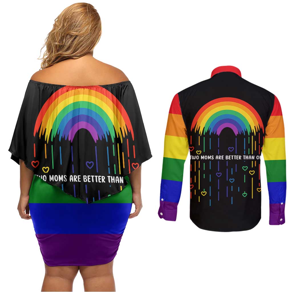 LGBT Dont Be Afraid Christmas Couples Matching Off Shoulder Short Dress and Long Sleeve Button Shirt Xmas Holiday Patterns - Wonder Print Shop