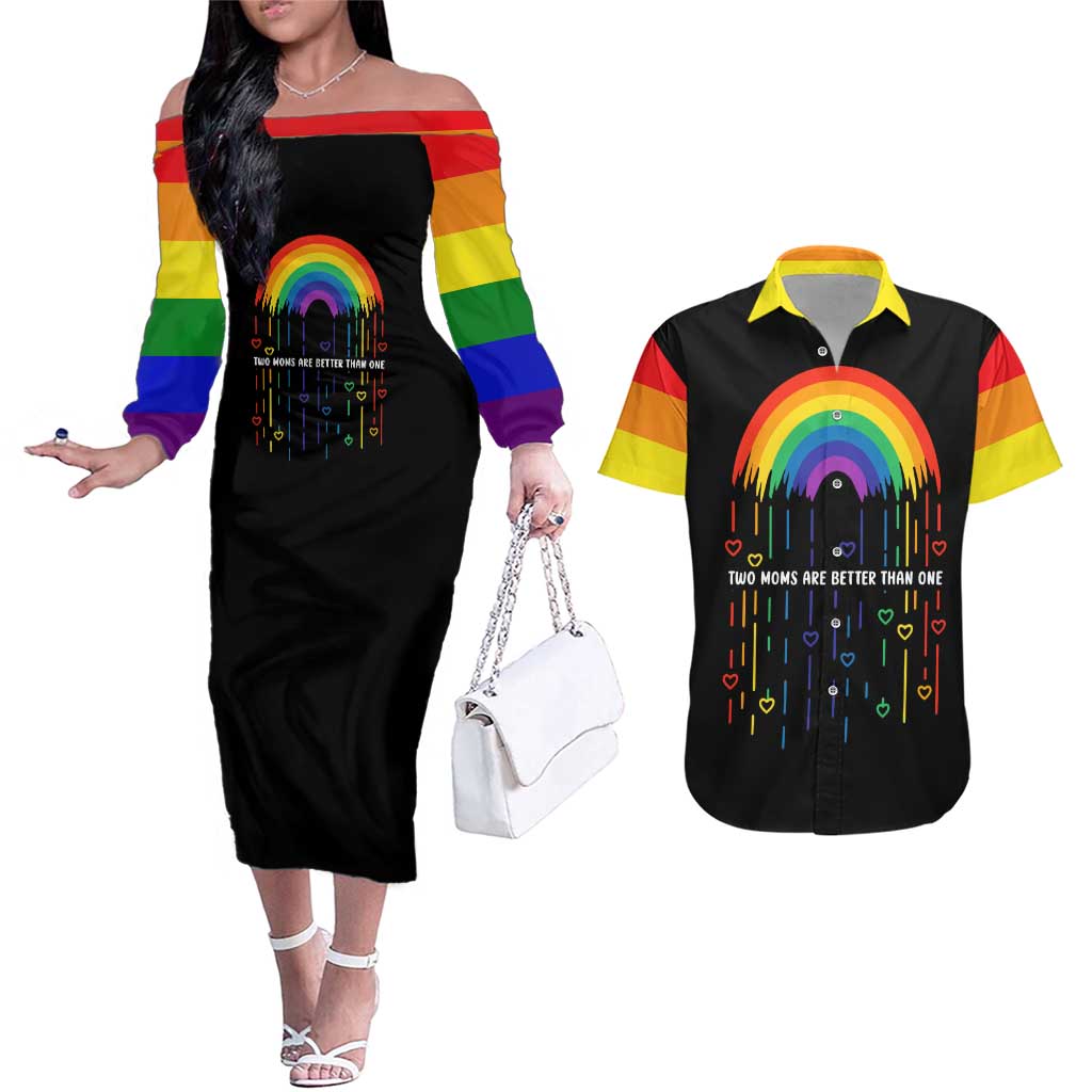 LGBT Dont Be Afraid Christmas Couples Matching Off The Shoulder Long Sleeve Dress and Hawaiian Shirt Xmas Holiday Patterns - Wonder Print Shop