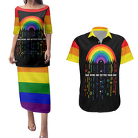 LGBT Dont Be Afraid Christmas Couples Matching Puletasi and Hawaiian Shirt Xmas Holiday Patterns - Wonder Print Shop