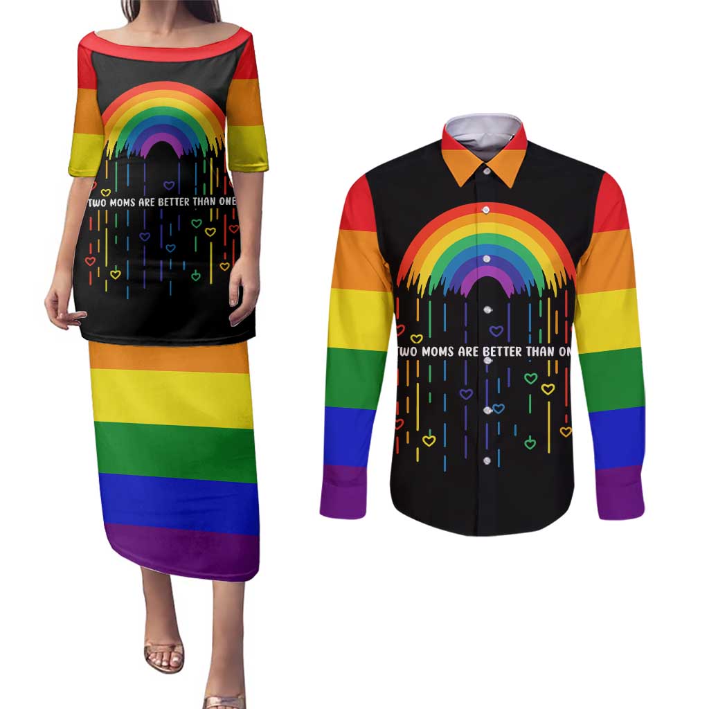 LGBT Dont Be Afraid Christmas Couples Matching Puletasi and Long Sleeve Button Shirt Xmas Holiday Patterns - Wonder Print Shop