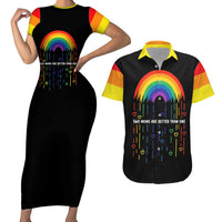 LGBT Dont Be Afraid Christmas Couples Matching Short Sleeve Bodycon Dress and Hawaiian Shirt Xmas Holiday Patterns - Wonder Print Shop