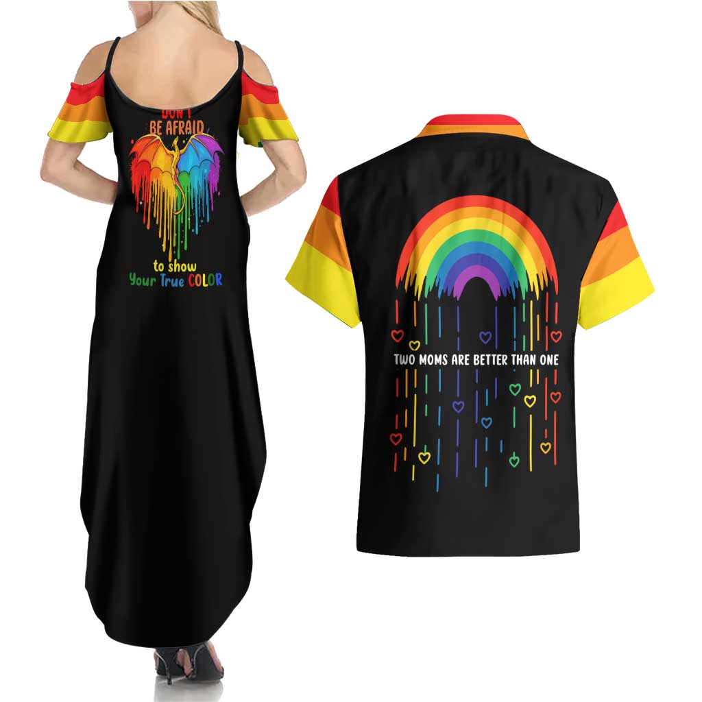 LGBT Dont Be Afraid Christmas Couples Matching Summer Maxi Dress and Hawaiian Shirt Xmas Holiday Patterns - Wonder Print Shop