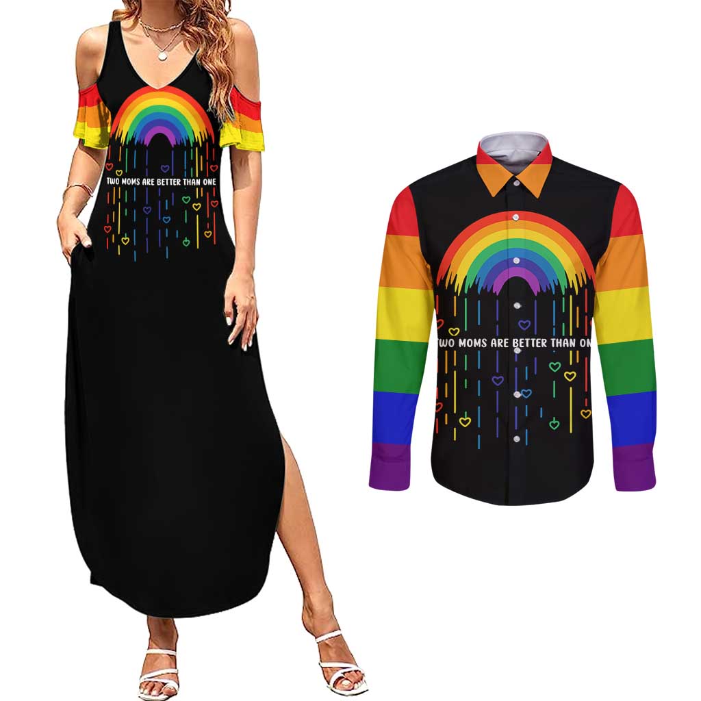 LGBT Dont Be Afraid Christmas Couples Matching Summer Maxi Dress and Long Sleeve Button Shirt Xmas Holiday Patterns - Wonder Print Shop
