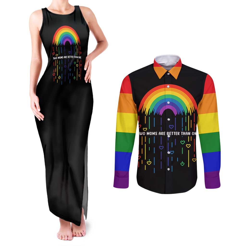 LGBT Dont Be Afraid Christmas Couples Matching Tank Maxi Dress and Long Sleeve Button Shirt Xmas Holiday Patterns - Wonder Print Shop