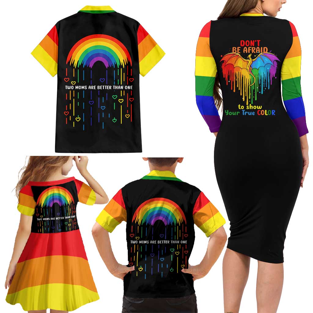 LGBT Dont Be Afraid Christmas Family Matching Long Sleeve Bodycon Dress and Hawaiian Shirt Xmas Holiday Patterns - Wonder Print Shop