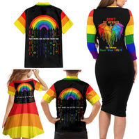 LGBT Dont Be Afraid Christmas Family Matching Long Sleeve Bodycon Dress and Hawaiian Shirt Xmas Holiday Patterns - Wonder Print Shop