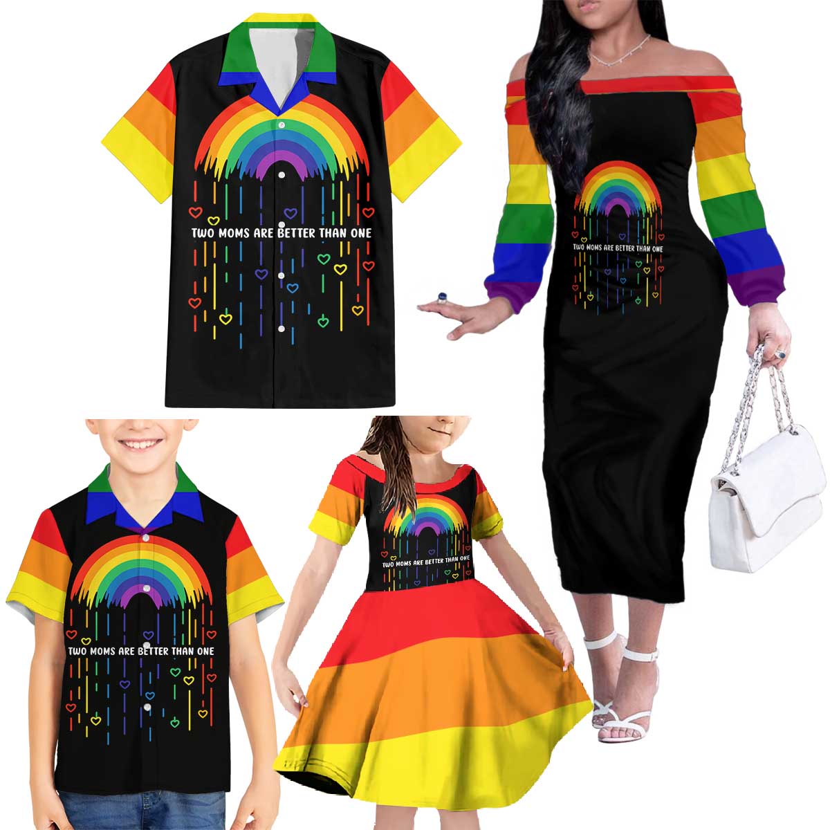 LGBT Dont Be Afraid Christmas Family Matching Off The Shoulder Long Sleeve Dress and Hawaiian Shirt Xmas Holiday Patterns - Wonder Print Shop