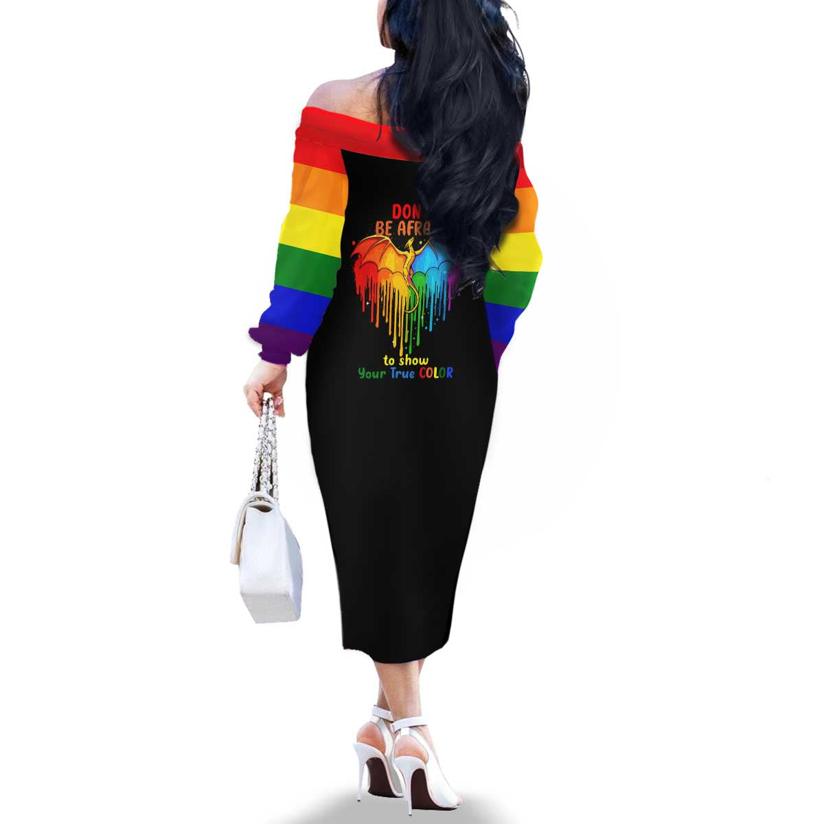 LGBT Dont Be Afraid Christmas Family Matching Off The Shoulder Long Sleeve Dress and Hawaiian Shirt Xmas Holiday Patterns - Wonder Print Shop