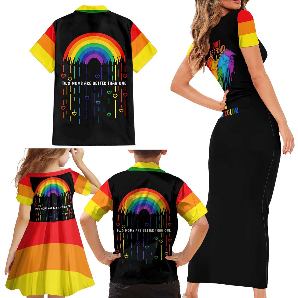 LGBT Dont Be Afraid Christmas Family Matching Short Sleeve Bodycon Dress and Hawaiian Shirt Xmas Holiday Patterns - Wonder Print Shop