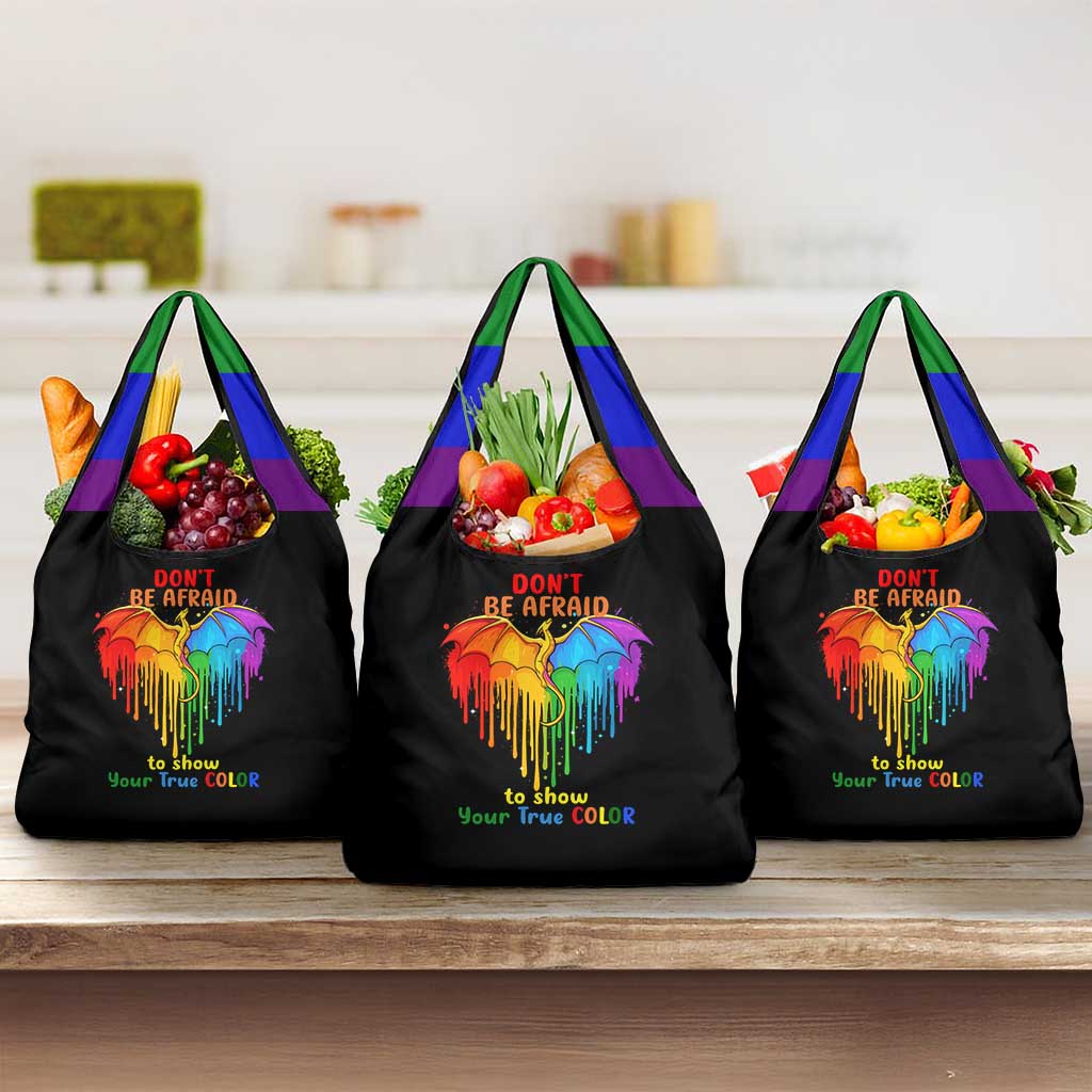 LGBT Dont Be Afraid Christmas Grocery Bag Xmas Holiday Patterns - Wonder Print Shop