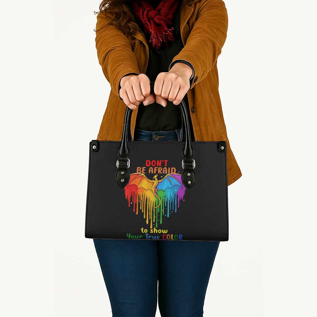 LGBT Dont Be Afraid Christmas Leather Bag Xmas Holiday Patterns - Wonder Print Shop