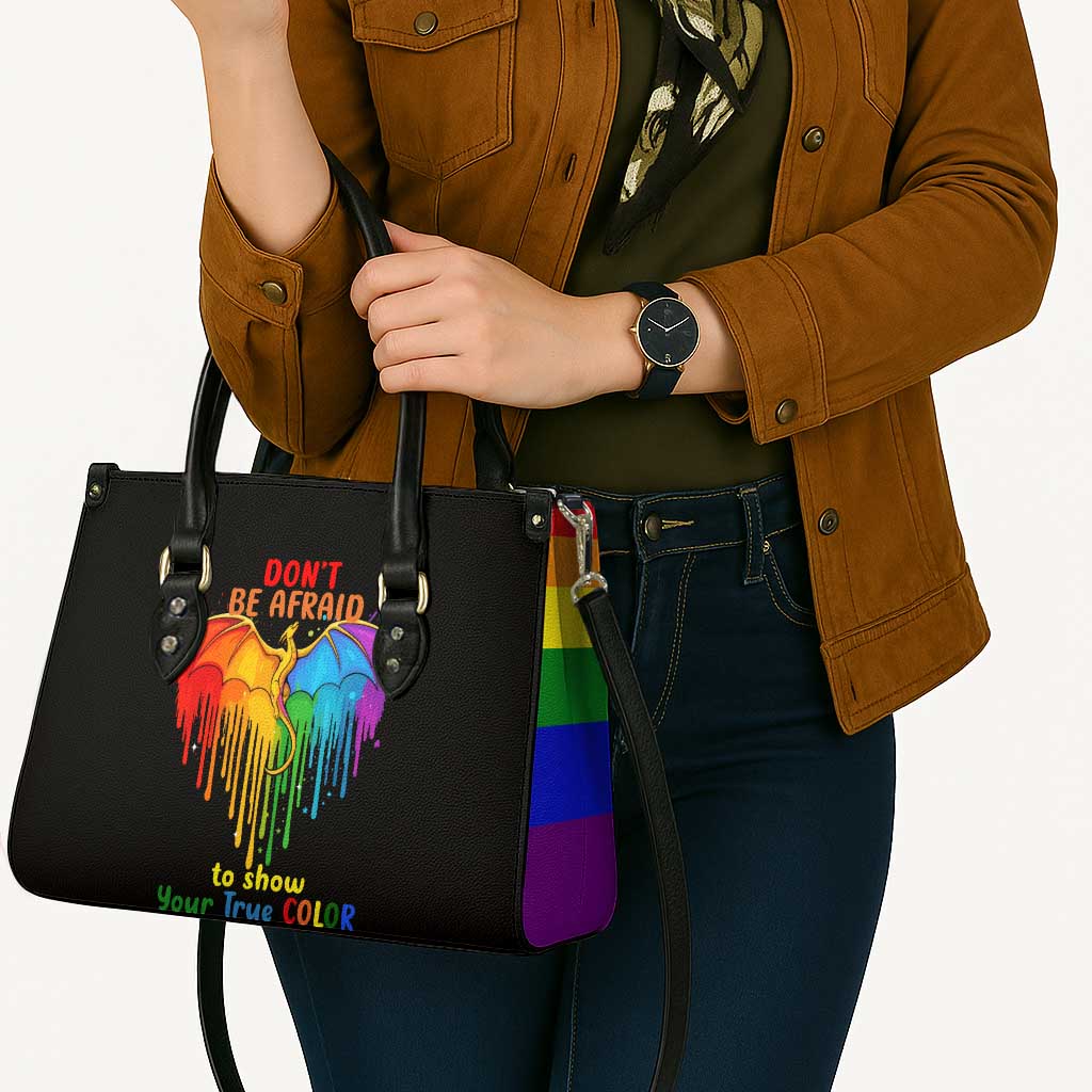 LGBT Dont Be Afraid Christmas Leather Bag Xmas Holiday Patterns - Wonder Print Shop