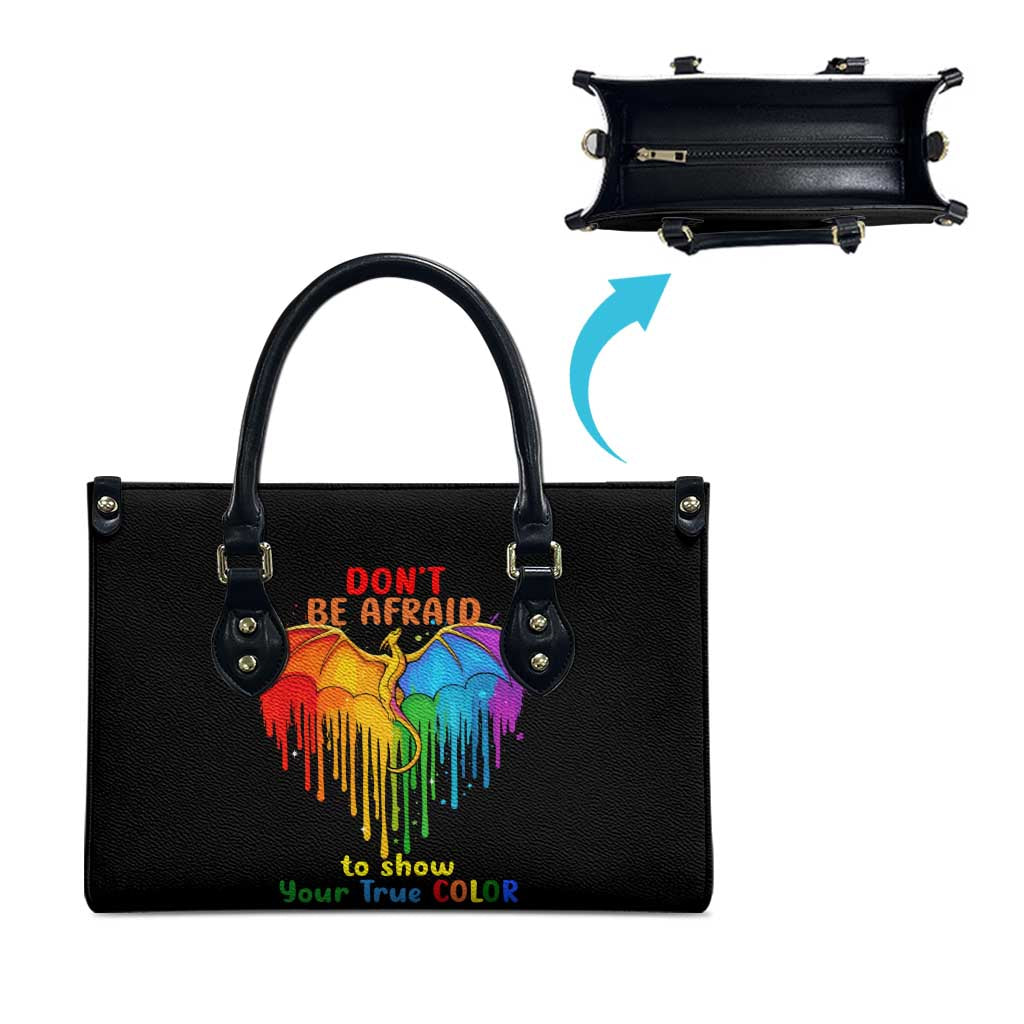 LGBT Dont Be Afraid Christmas Leather Bag Xmas Holiday Patterns - Wonder Print Shop