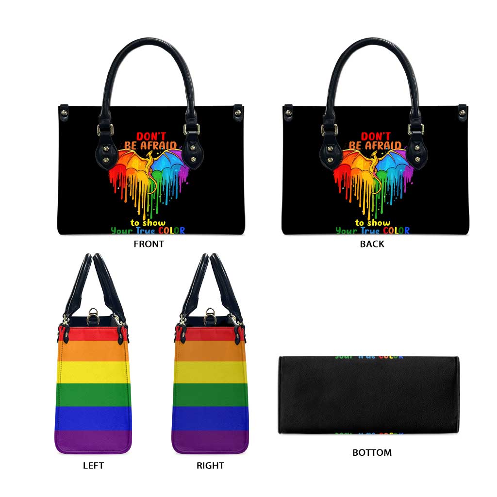 LGBT Dont Be Afraid Christmas Leather Bag Xmas Holiday Patterns - Wonder Print Shop