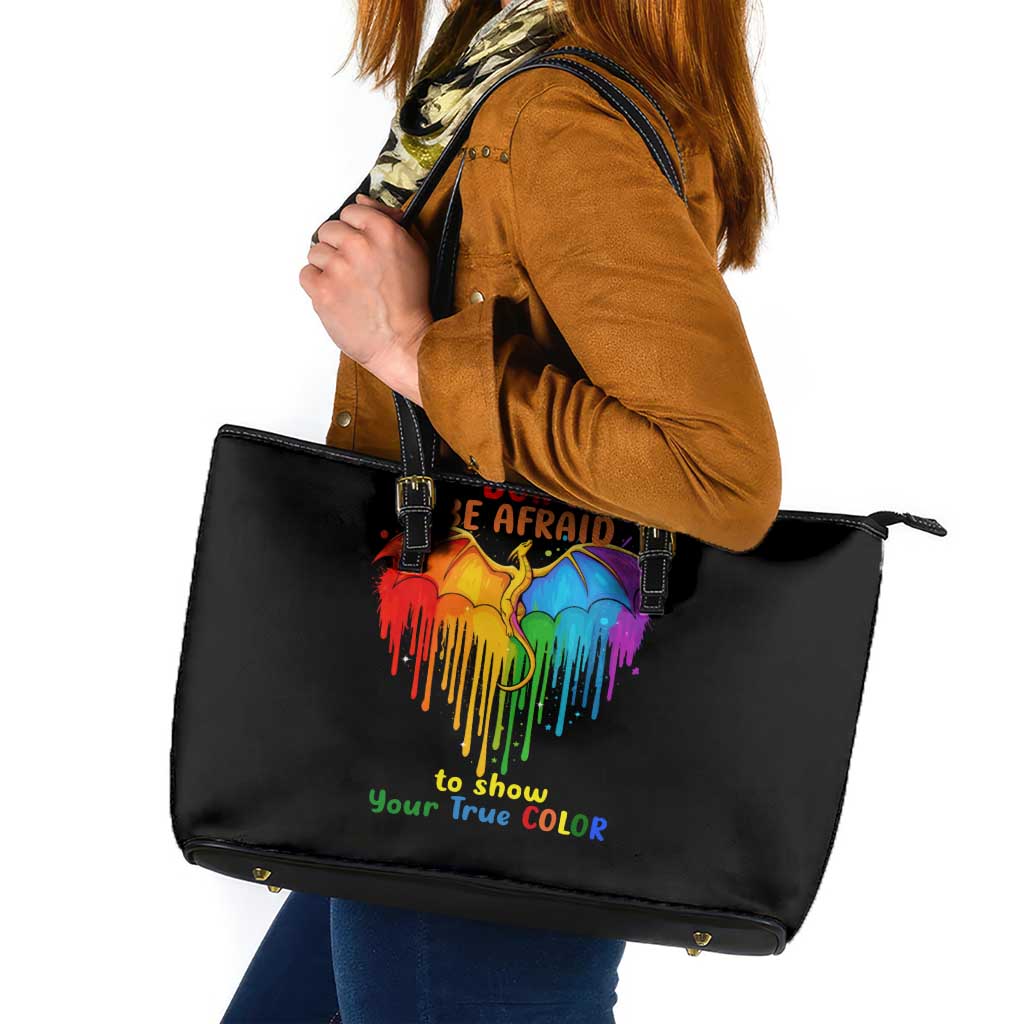 LGBT Dont Be Afraid Christmas Leather Tote Bag Xmas Holiday Patterns - Wonder Print Shop