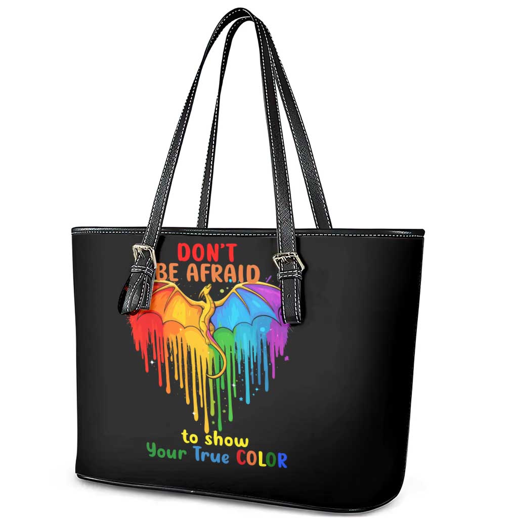 LGBT Dont Be Afraid Christmas Leather Tote Bag Xmas Holiday Patterns - Wonder Print Shop