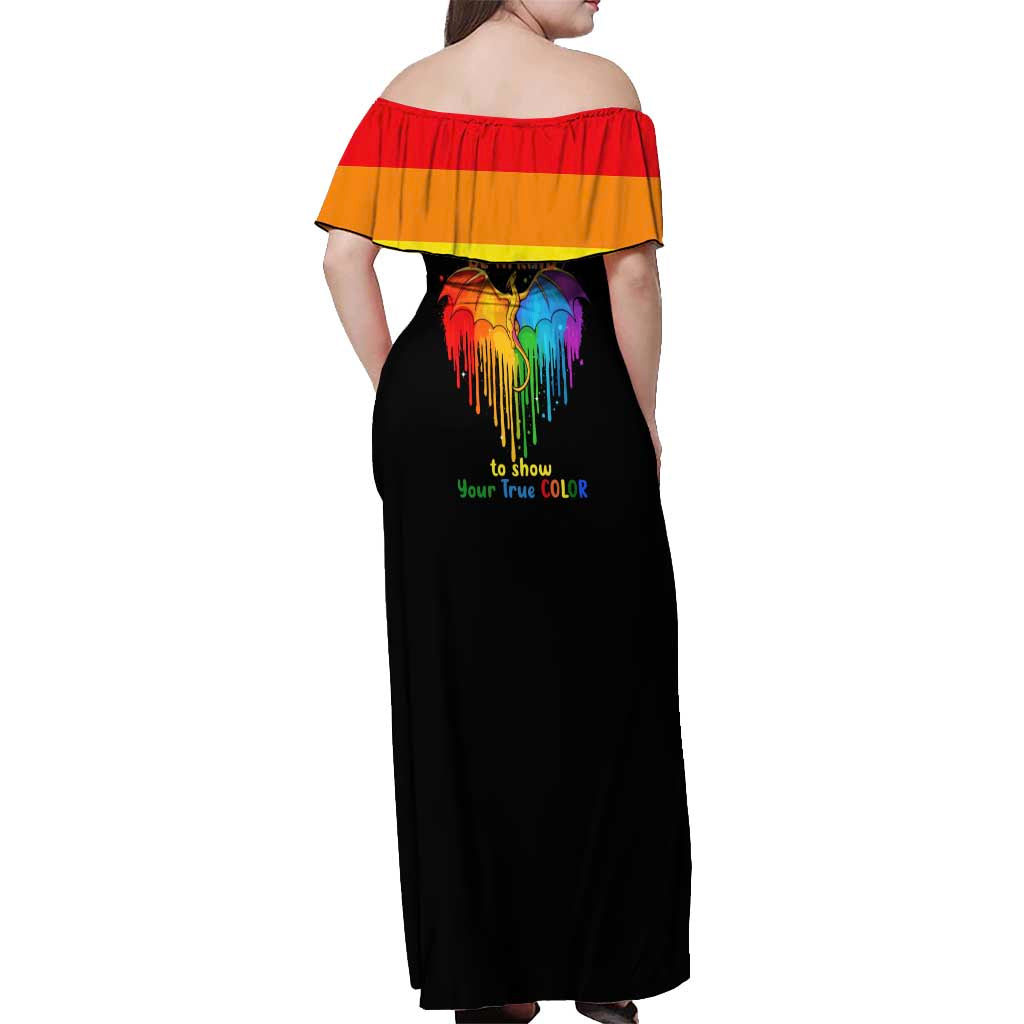 LGBT Dont Be Afraid Christmas Off Shoulder Maxi Dress Xmas Holiday Patterns - Wonder Print Shop