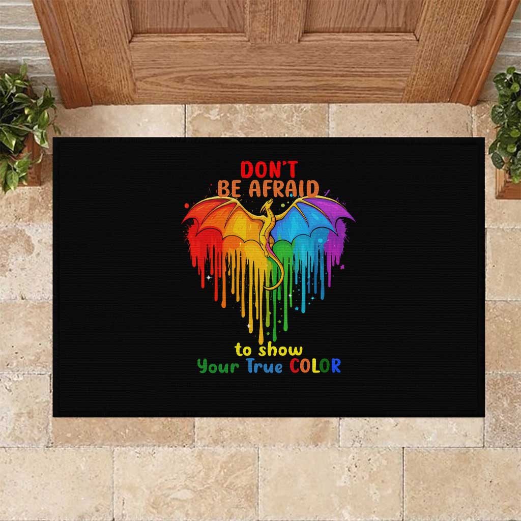 LGBT Dont Be Afraid Christmas Rubber Doormat Xmas Holiday Patterns - Wonder Print Shop