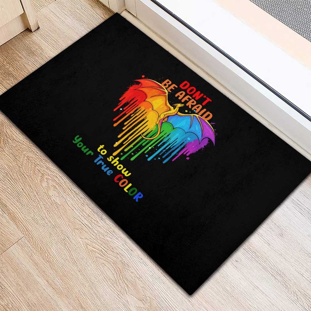 LGBT Dont Be Afraid Christmas Rubber Doormat Xmas Holiday Patterns - Wonder Print Shop