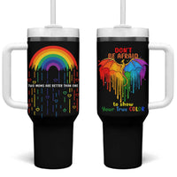 LGBT Dont Be Afraid Christmas Tumbler With Handle Xmas Holiday Patterns - Wonder Print Shop