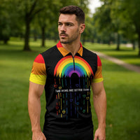 LGBT Dont Be Afraid Christmas Zipper Polo Shirt Xmas Holiday Patterns - Wonder Print Shop