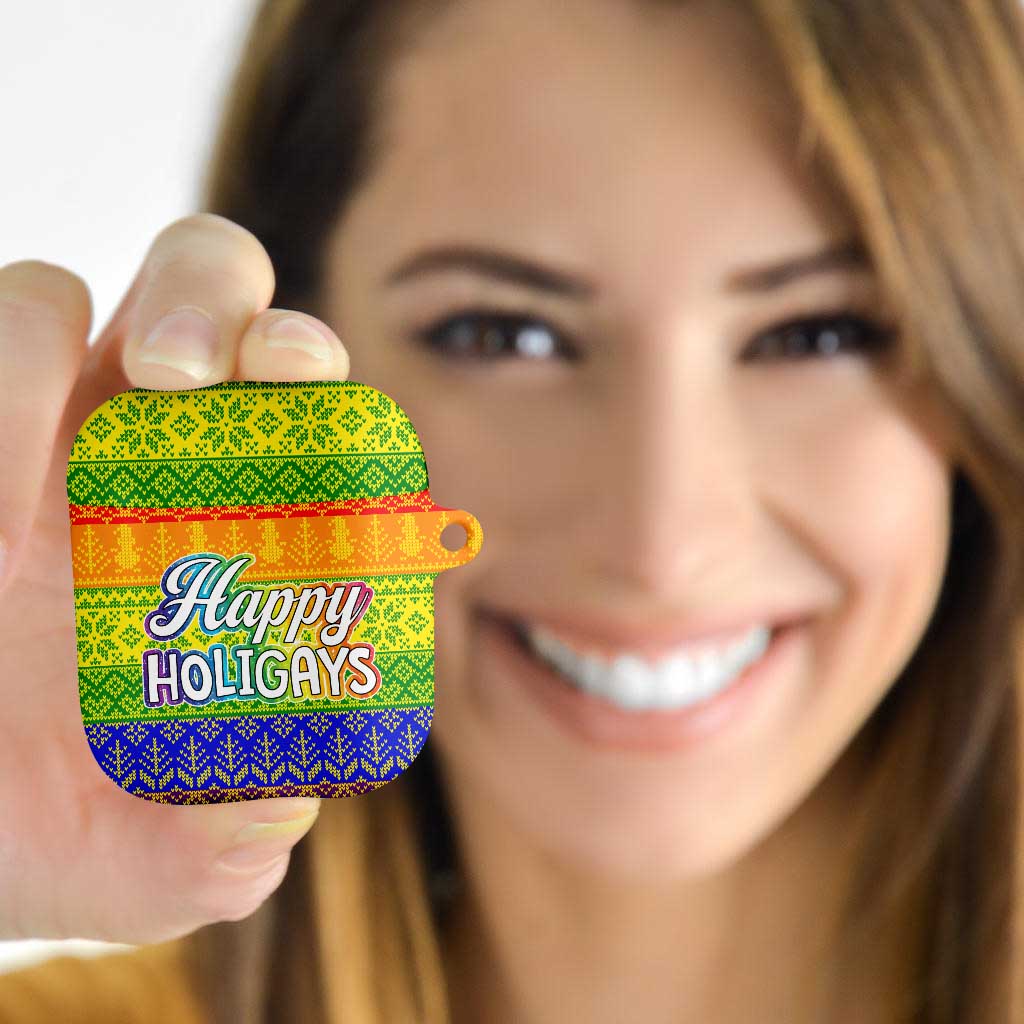 LGBT Gay Pride Happy Holigays Christmas AirPods Case Xmas Holiday Patterns - Wonder Print Shop