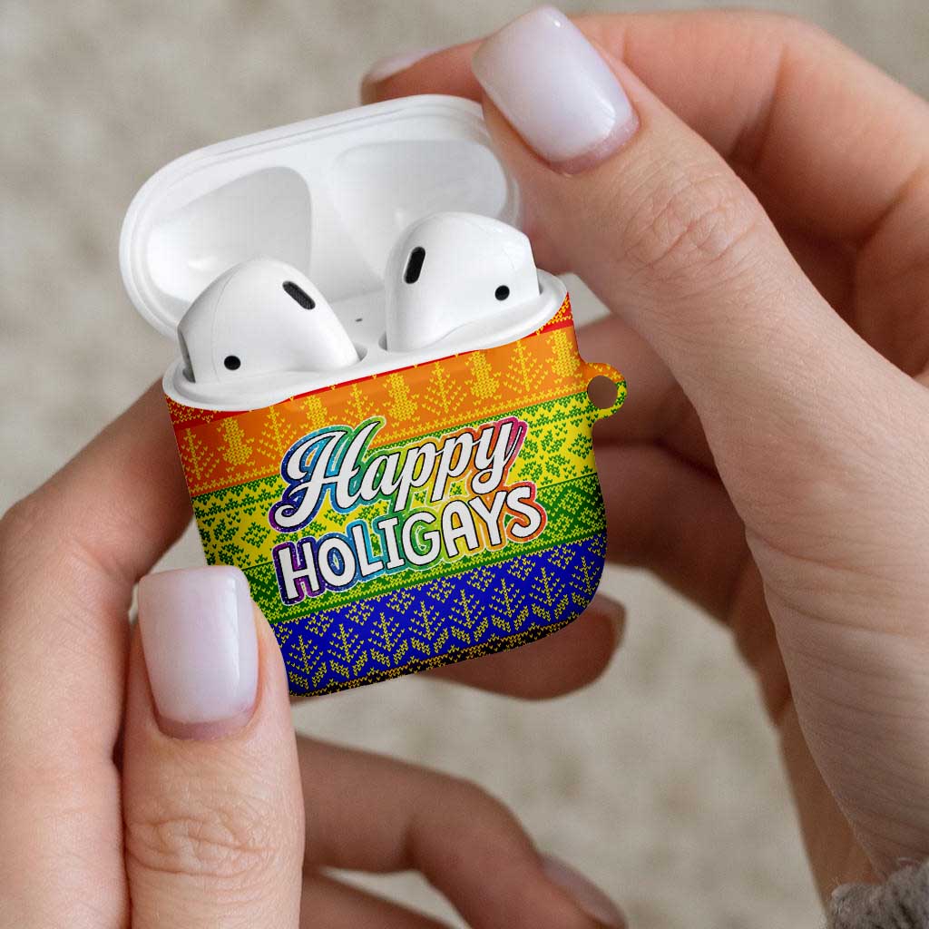 LGBT Gay Pride Happy Holigays Christmas AirPods Case Xmas Holiday Patterns - Wonder Print Shop