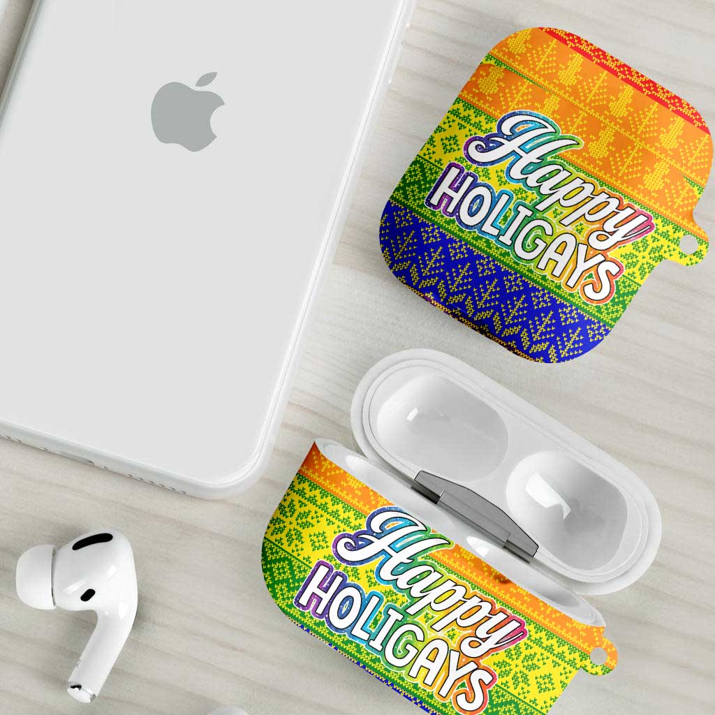 LGBT Gay Pride Happy Holigays Christmas AirPods Case Xmas Holiday Patterns - Wonder Print Shop