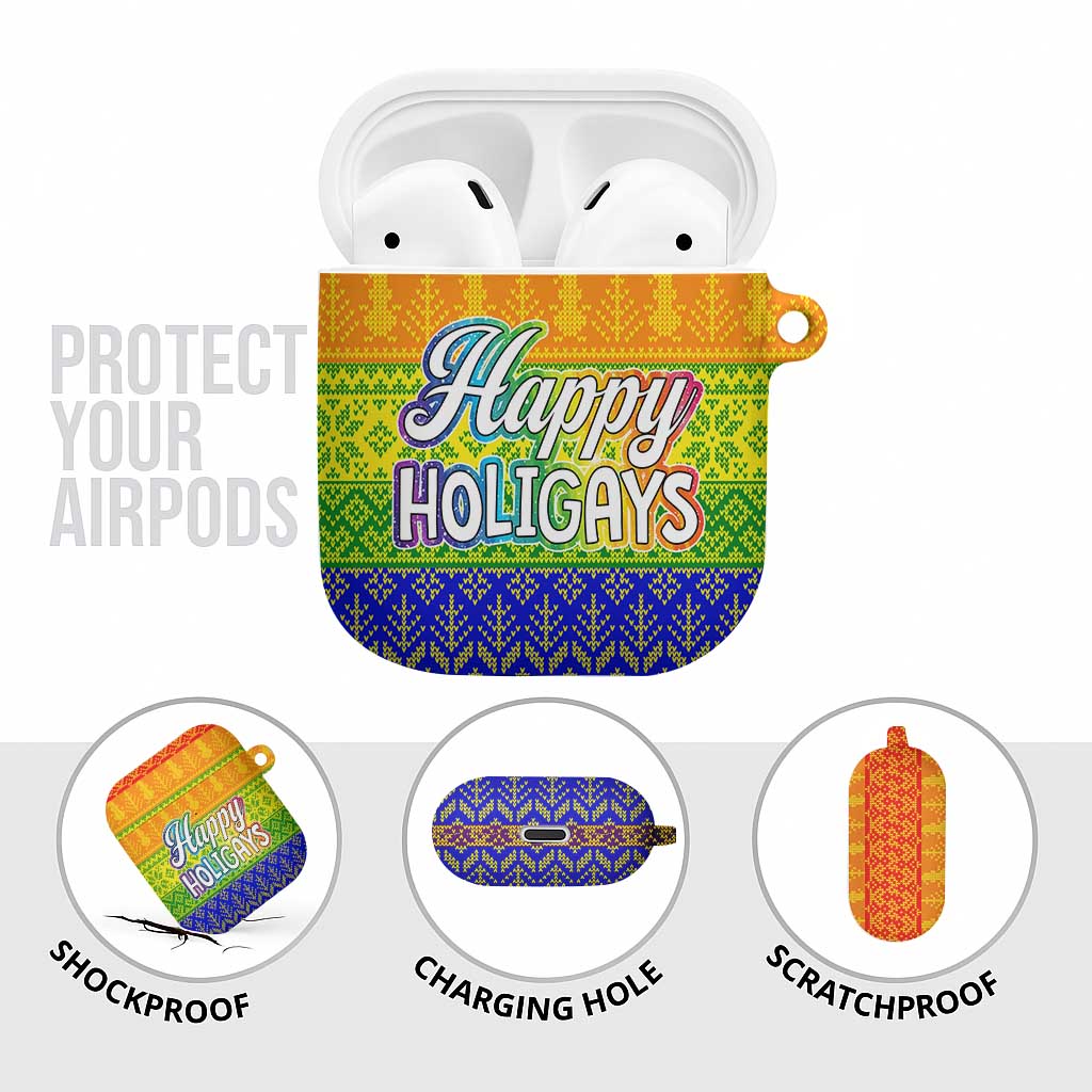 LGBT Gay Pride Happy Holigays Christmas AirPods Case Xmas Holiday Patterns - Wonder Print Shop