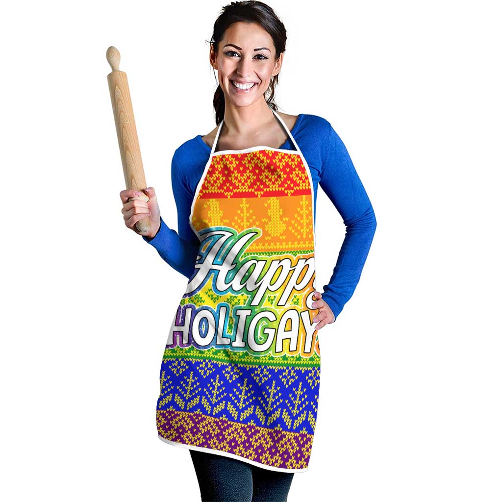 LGBT Gay Pride Happy Holigays Christmas Apron Xmas Holiday Patterns - Wonder Print Shop