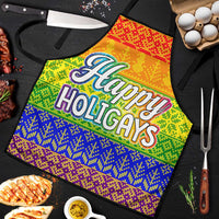 LGBT Gay Pride Happy Holigays Christmas Apron Xmas Holiday Patterns - Wonder Print Shop