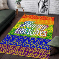 LGBT Gay Pride Happy Holigays Christmas Area Rug Xmas Holiday Patterns - Wonder Print Shop
