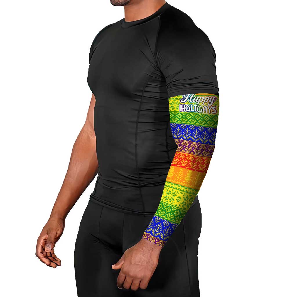 LGBT Gay Pride Happy Holigays Christmas Arm Sleeves Xmas Holiday Patterns - Wonder Print Shop