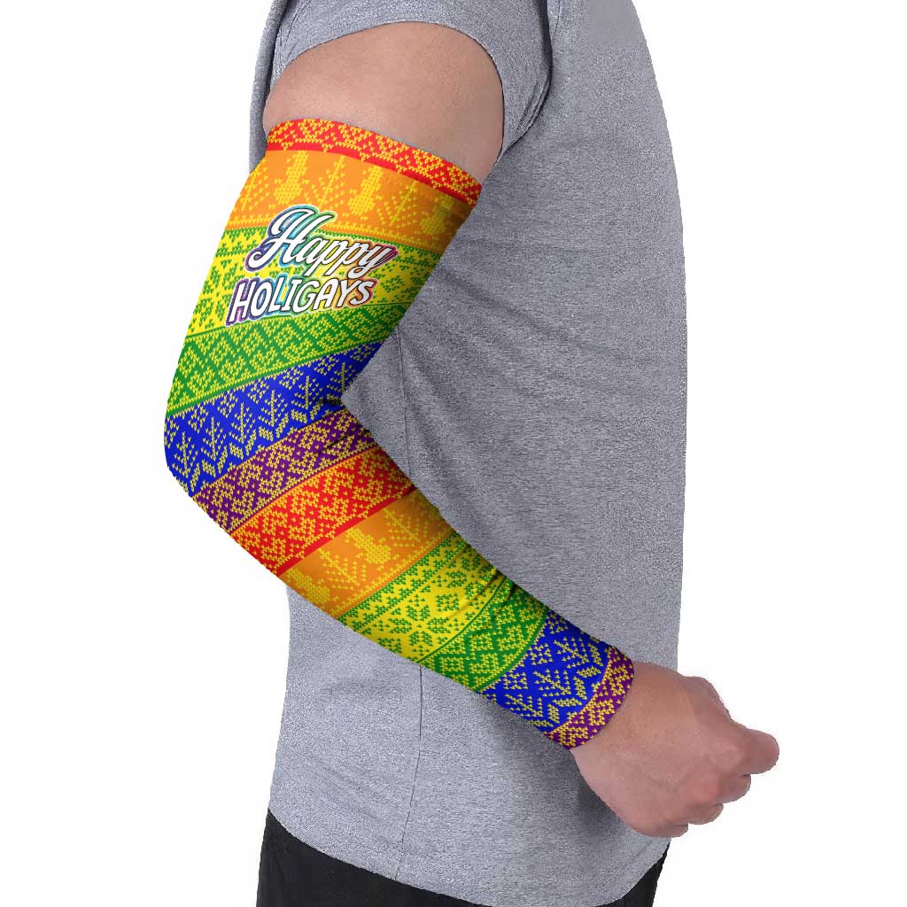LGBT Gay Pride Happy Holigays Christmas Arm Sleeves Xmas Holiday Patterns - Wonder Print Shop
