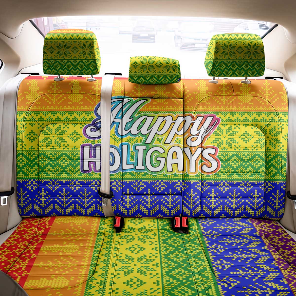 LGBT Gay Pride Happy Holigays Christmas Back Car Seat Cover Xmas Holiday Patterns - Wonder Print Shop