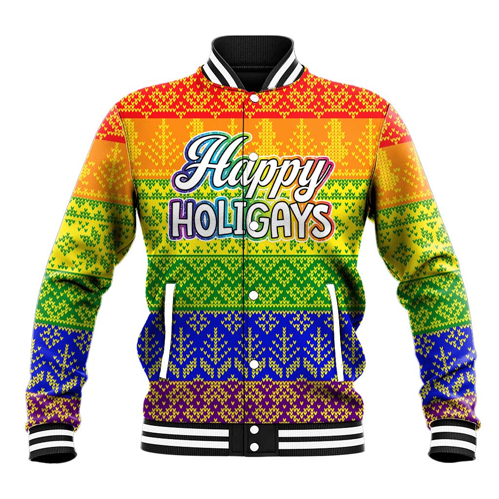 LGBT Gay Pride Happy Holigays Christmas Baseball Jacket Xmas Holiday Patterns - Wonder Print Shop