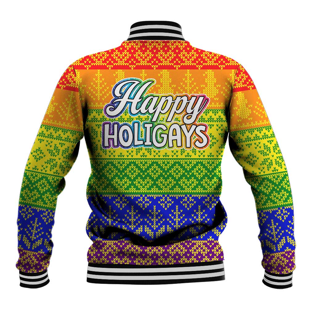LGBT Gay Pride Happy Holigays Christmas Baseball Jacket Xmas Holiday Patterns - Wonder Print Shop