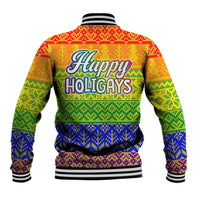 LGBT Gay Pride Happy Holigays Christmas Baseball Jacket Xmas Holiday Patterns - Wonder Print Shop