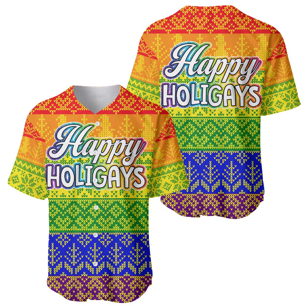 LGBT Gay Pride Happy Holigays Christmas Baseball Jersey Xmas Holiday Patterns - Wonder Print Shop