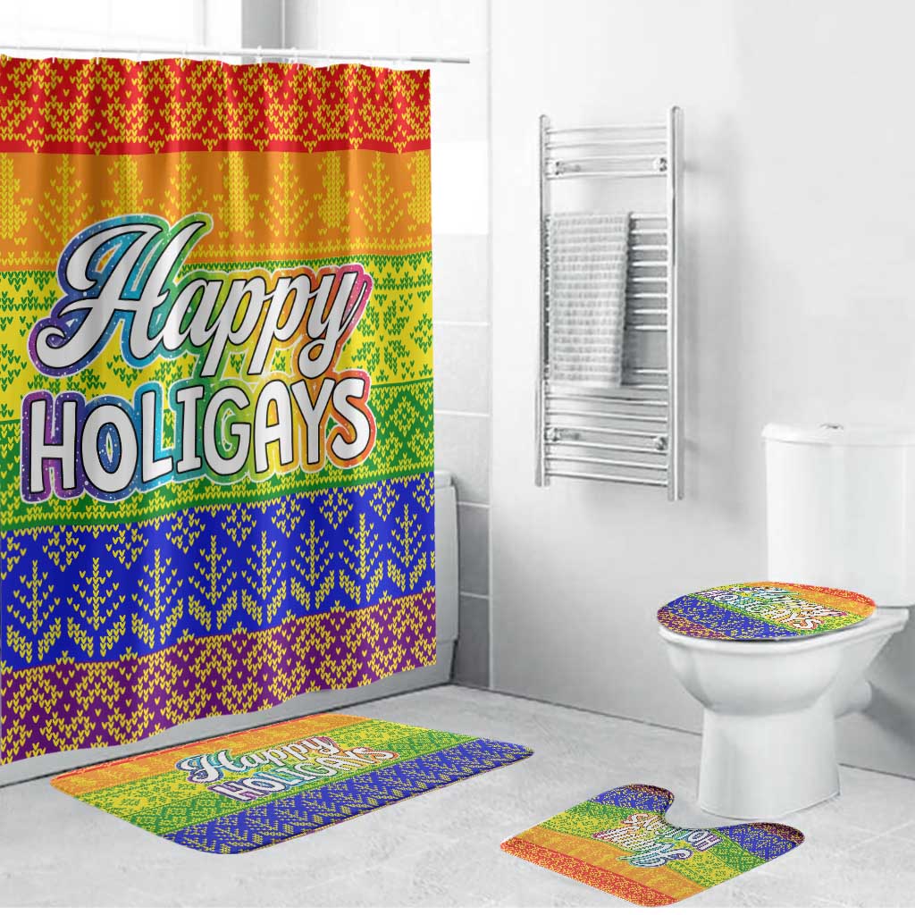 LGBT Gay Pride Happy Holigays Christmas Bathroom Set Xmas Holiday Patterns - Wonder Print Shop