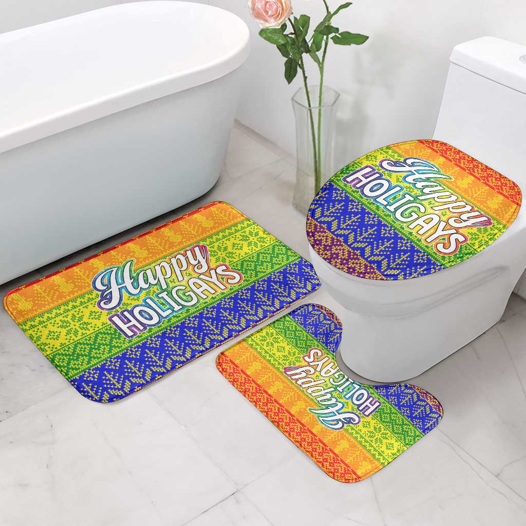 LGBT Gay Pride Happy Holigays Christmas Bathroom Set Xmas Holiday Patterns - Wonder Print Shop