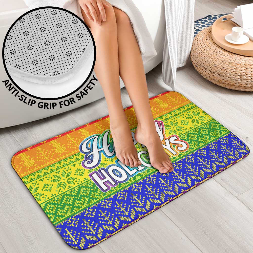 LGBT Gay Pride Happy Holigays Christmas Bathroom Set Xmas Holiday Patterns - Wonder Print Shop