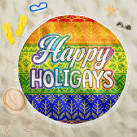 LGBT Gay Pride Happy Holigays Christmas Beach Blanket Xmas Holiday Patterns - Wonder Print Shop