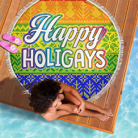 LGBT Gay Pride Happy Holigays Christmas Beach Blanket Xmas Holiday Patterns - Wonder Print Shop